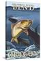 Trout Fishing Cross-Section, Bend, Oregon-Lantern Press-Stretched Canvas