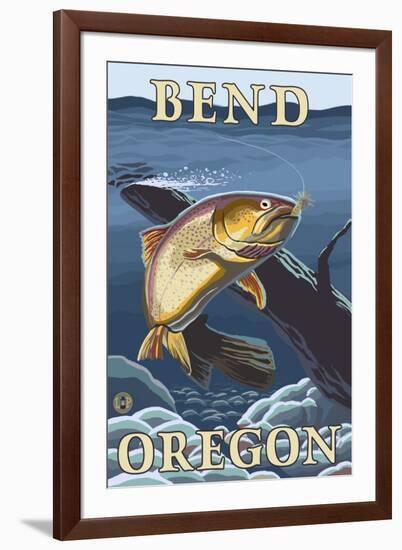 Trout Fishing Cross-Section, Bend, Oregon-Lantern Press-Framed Art Print