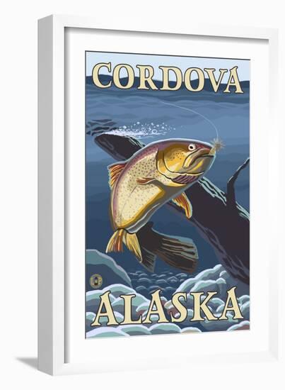 Trout Fishing Cross-Section, Cordova, Alaska-Lantern Press-Framed Art Print