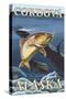 Trout Fishing Cross-Section, Cordova, Alaska-Lantern Press-Stretched Canvas