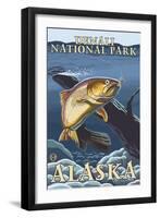 Trout Fishing Cross-Section, Denali National Park, Alaska-Lantern Press-Framed Art Print