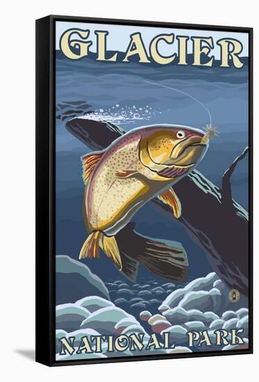 Trout Fishing Cross-Section, Glacier National Park, Montana-Lantern Press-Framed Stretched Canvas