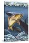 Trout Fishing Cross-Section, Glacier National Park, Montana-Lantern Press-Stretched Canvas