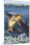Trout Fishing Cross-Section, Ketchikan, Alaska-Lantern Press-Mounted Art Print