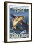 Trout Fishing Cross-Section, Molalla River, Oregon-Lantern Press-Framed Art Print