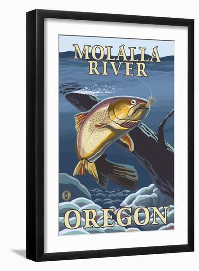 Trout Fishing Cross-Section, Molalla River, Oregon-Lantern Press-Framed Art Print