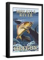 Trout Fishing Cross-Section, Molalla River, Oregon-Lantern Press-Framed Art Print