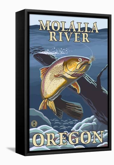 Trout Fishing Cross-Section, Molalla River, Oregon-Lantern Press-Framed Stretched Canvas