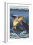 Trout Fishing Cross-Section, Mount Baker, Washington-Lantern Press-Framed Art Print
