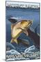 Trout Fishing Cross-Section, Mount Baker, Washington-Lantern Press-Mounted Art Print