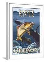 Trout Fishing Cross-Section, Rogue River, Oregon-Lantern Press-Framed Art Print