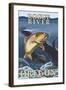 Trout Fishing Cross-Section, Rogue River, Oregon-Lantern Press-Framed Art Print