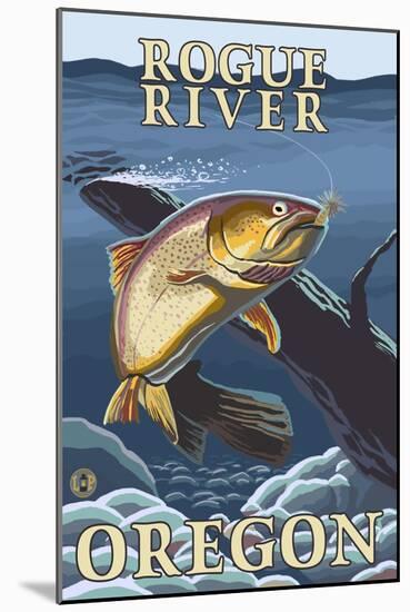 Trout Fishing Cross-Section, Rogue River, Oregon-Lantern Press-Mounted Art Print