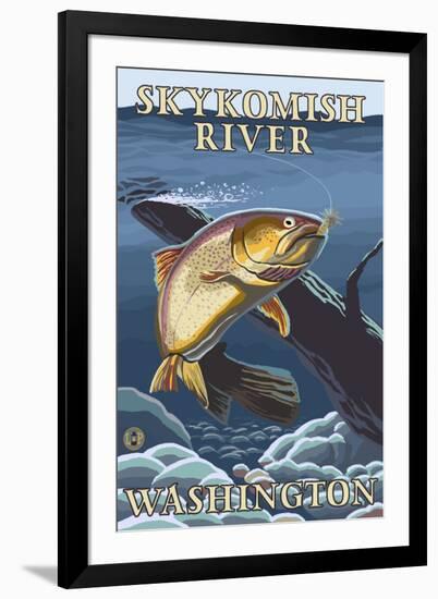 Trout Fishing Cross-Section, Skykomish River, Washington-Lantern Press-Framed Art Print