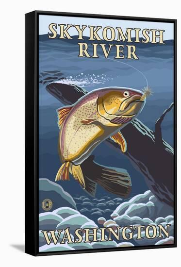 Trout Fishing Cross-Section, Skykomish River, Washington-Lantern Press-Framed Stretched Canvas