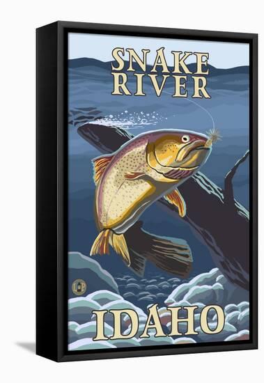 Trout Fishing Cross-Section, Snake River, Idaho-Lantern Press-Framed Stretched Canvas