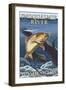 Trout Fishing Cross-Section, Snoqualmie River, Washington-Lantern Press-Framed Art Print