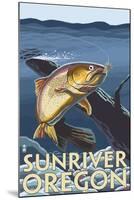 Trout Fishing Cross-Section, Sun River, Oregon-Lantern Press-Mounted Art Print