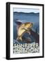 Trout Fishing Cross-Section, Sun River, Oregon-Lantern Press-Framed Art Print