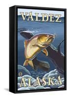 Trout Fishing Cross-Section, Valdez, Alaska-Lantern Press-Framed Stretched Canvas