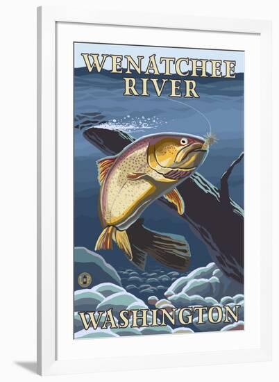 Trout Fishing Cross-Section, Wenatchee River, Washington-Lantern Press-Framed Art Print
