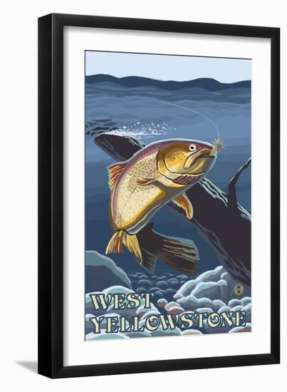 Trout Fishing Cross-Section, West Yellowstone, Montana-Lantern Press-Framed Art Print