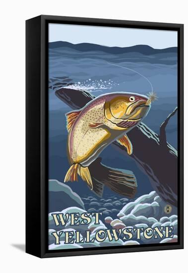 Trout Fishing Cross-Section, West Yellowstone, Montana-Lantern Press-Framed Stretched Canvas