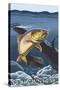 Trout Fishing Cross-Section, Yellowstone National Park-Lantern Press-Stretched Canvas