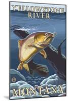 Trout Fishing Cross-Section, Yellowstone River, Montana-Lantern Press-Mounted Art Print