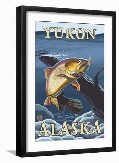 Trout Fishing Cross-Section, Yukon, Alaska-Lantern Press-Framed Art Print