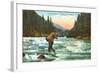 Trout Fishing in a Mountain Stream-null-Framed Art Print