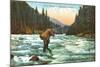 Trout Fishing in a Mountain Stream-null-Mounted Art Print