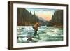 Trout Fishing in a Mountain Stream-null-Framed Art Print