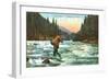 Trout Fishing in a Mountain Stream-null-Framed Art Print