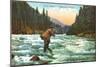 Trout Fishing in a Mountain Stream-null-Mounted Art Print