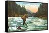 Trout Fishing in a Mountain Stream-null-Framed Stretched Canvas
