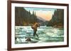 Trout Fishing in a Mountain Stream-null-Framed Art Print