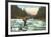 Trout Fishing in a Mountain Stream-null-Framed Art Print