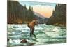 Trout Fishing in a Mountain Stream-null-Mounted Art Print