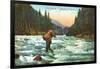 Trout Fishing in a Mountain Stream-null-Framed Art Print