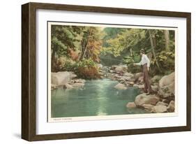 Trout Fishing in Creek-null-Framed Art Print