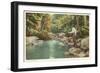 Trout Fishing in Creek-null-Framed Art Print