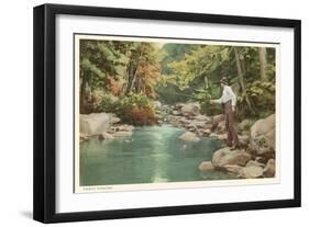 Trout Fishing in Creek-null-Framed Art Print