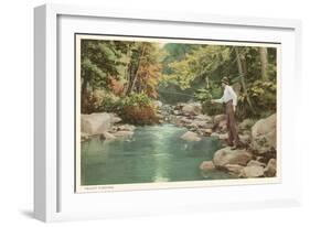 Trout Fishing in Creek-null-Framed Art Print