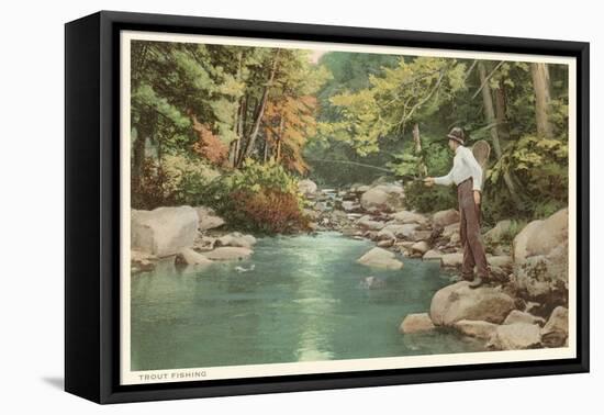 Trout Fishing in Creek-null-Framed Stretched Canvas