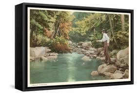 Trout Fishing in Creek-null-Framed Stretched Canvas