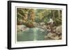 Trout Fishing in Creek-null-Framed Art Print