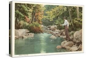 Trout Fishing in Stream-null-Stretched Canvas
