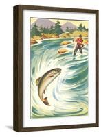 Trout Fishing in the Rapids-null-Framed Art Print