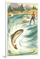 Trout Fishing in the Rapids-null-Framed Art Print